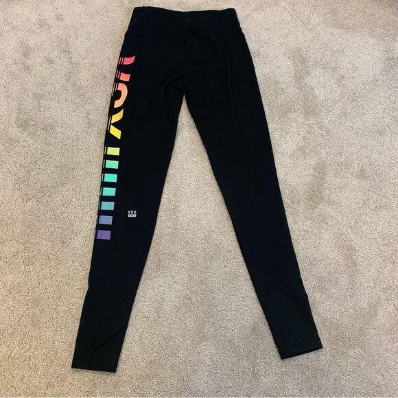 Victoria’s Secret VSX Black multicoloured rainbow vertical logo gym leggings XS - Picture 3 of 9